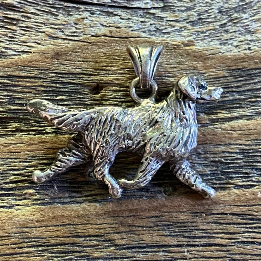 Sterling Silver Dog Pendant - Golden Retriever Charm
